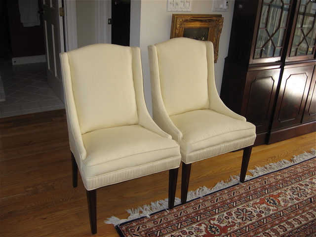 two matching chairs, reupholstered