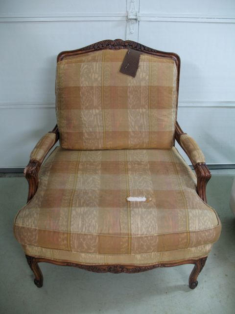 antique chair with finish and upholstry damage